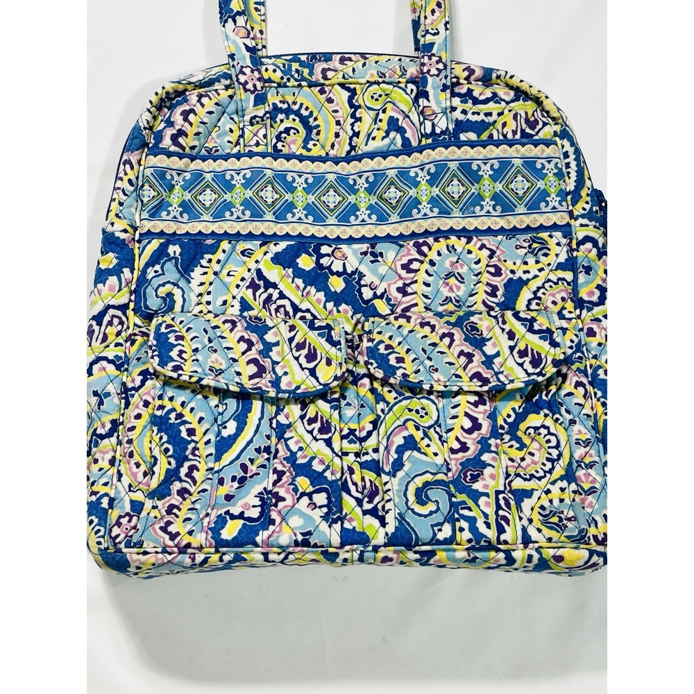 Capri Blue Paisley Vera Bradley Retired  Tall Computer Bag Travel Zip Top Spring - Picture 2 of 13